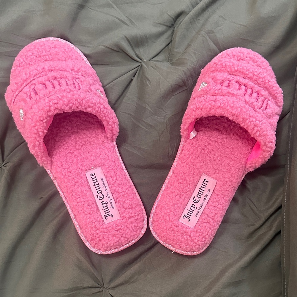 Juicy Couture Pink Fuzzy Slides